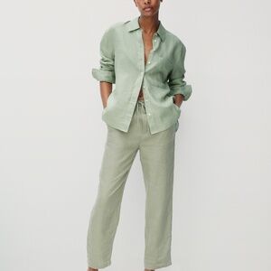 Khaki/olive green 100% linen trousers